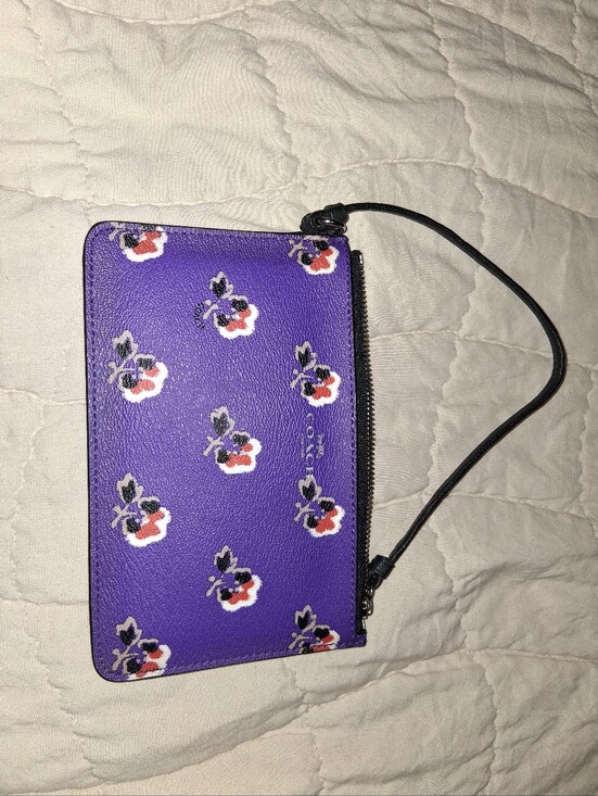 Coach Accessories - Coach Purple Floral Zip Wristlet Card Case
